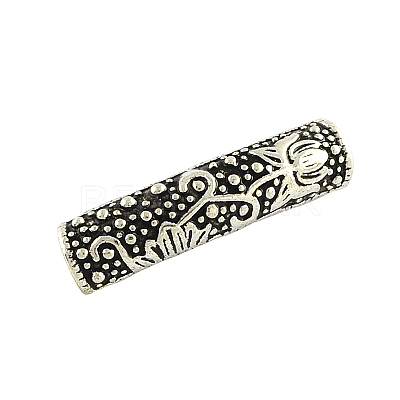 Tibetan Style Hollow Alloy Curved Tube Beads X-TIBEB-Q058-16AS-FF-1
