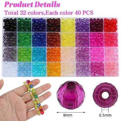 1280Pcs 32 Colors Transparent Acrylic Beads TACR-SZ0001-20B-1