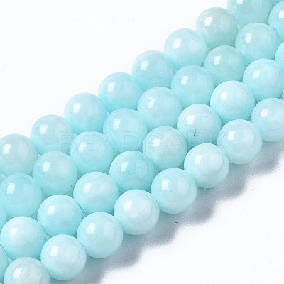 Natural Dyed Yellow Jade Gemstone Bead Strands G-R271-8mm-Y04-1