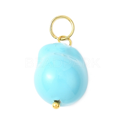 Electroplated Glass Imitation Pearl Pendants PALLOY-JF04579-04-1
