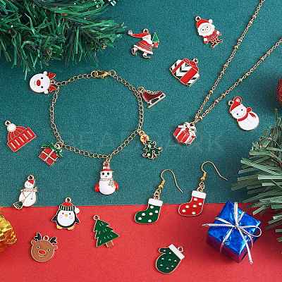 50Pcs 25 Style Christmas Alloy Enamel Pendants ENAM-SZ0003-09-1