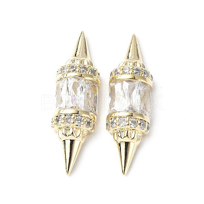 Brass Micro Pave Clear Cubic Zirconia Cabochons KK-A174-06G-1