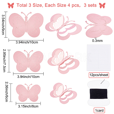3Sets 3D Butterfly PVC Mirrors Wall Stickers DIY-CN0001-85A-1