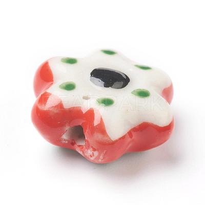 Handmade Porcelain Flower Beads Strands PORC-G006-16B-1