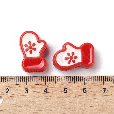 Christmas Decorations Theme Opaque Acrylic Bead with Enamel X-OACR-Z021-01E-1