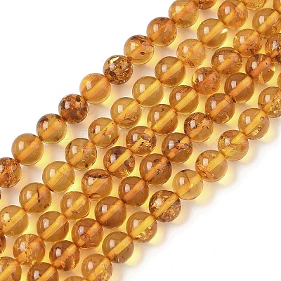 Natural Amber Beads Strands G-L095-B01-6mm-02-1
