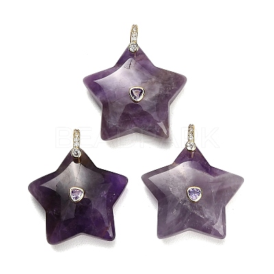 Natural Amethyst Pendants G-Z157-01G-A02-1