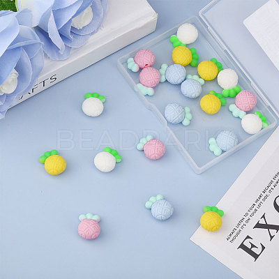 20Pcs 4 Colors Pineapple Food Grade Eco-Friendly Silicone Focal Beads SIL-GL0001-05-1