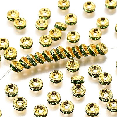 Brass Rhinestone Spacer Beads RB-A014-Z6mm-07G-1