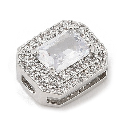 Brass Micro Pave Cubic Zirconia Slide Charms ZIRC-I068-09P-1