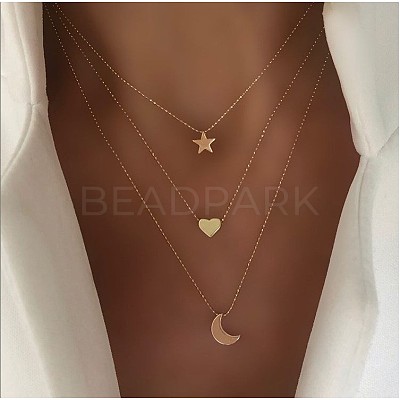 Alloy 3 Layer Necklaces for Women WG9523E-04-1