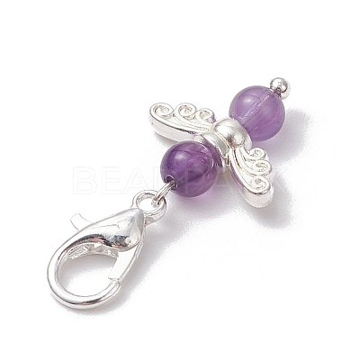 10Pcs 10 Styles Angel Natural & Synthetic Mixed Gemstone Pendant Decorations HJEW-JM03143-01-1
