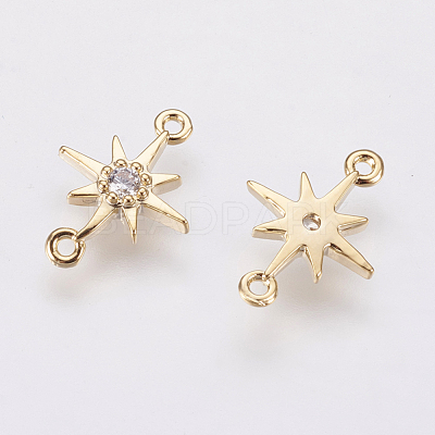 Brass Micro Pave Cubic Zirconia Links ZIRC-F081-20G-1