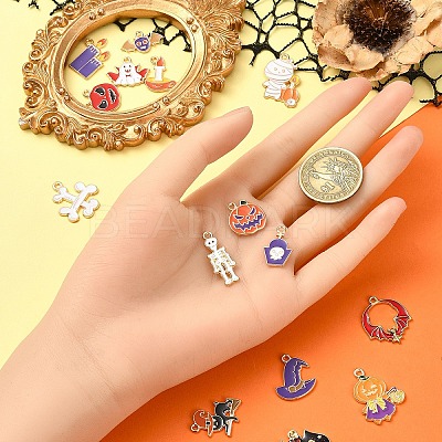 15Pcs 15 Styles Alloy Enamel Pendants ENAM-YW0004-38-1