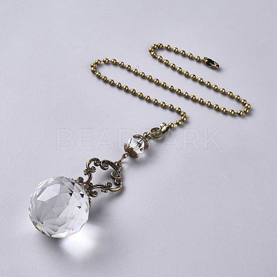 Faceted Glass Round Big Pendant Decorations HJEW-F007-A05-1