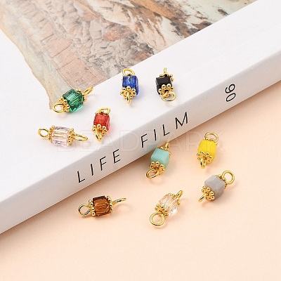 Faceted Cube Transparent Glass Links Connectors PALLOY-JF00468-M-1