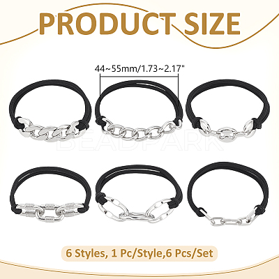 6Pcs 6 Styles Elastic Hair Ties OHAR-ME0001-16A-1