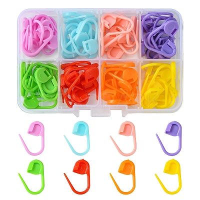 80Pcs 8 Colors Eco-Friendly ABS Plastic Knitting Crochet Locking Stitch Markers Holder FIND-YW0005-36-1