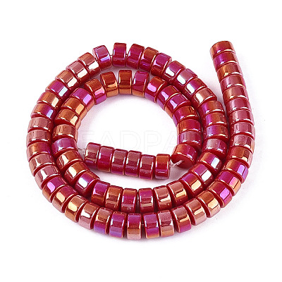 AB Color Plated Opaque Glass Beads Strands GLAA-T026-4x8mm-P03-1