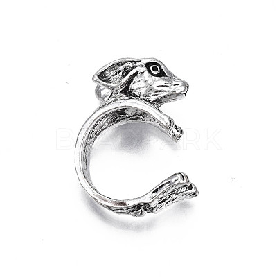 Gothic Punk Deer Alloy Open Cuff Ring for Men Women RJEW-T009-54AS-1