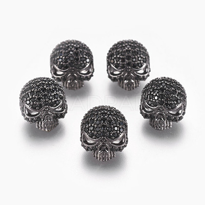 Brass Micro Pave Cubic Zirconia Beads ZIRC-S053-YS040B-3-1