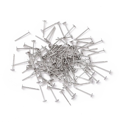 Tarnish Resistant 316 Surgical Stainless Steel Flat Round Blank Peg Stud Earring Settings STAS-R073-04-1
