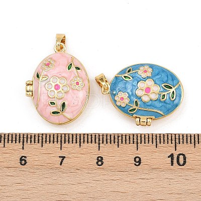 Brass Enamel Locket Pendants KK-P335-02G-1