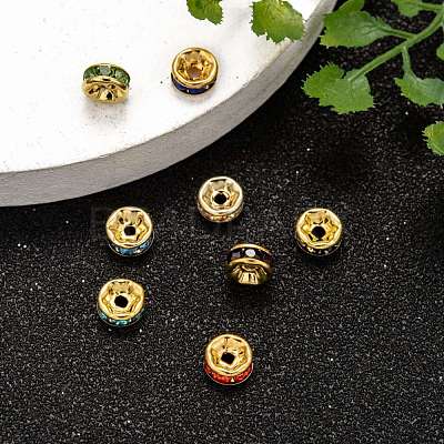 Brass Rhinestone Spacer Beads RB-A014-Z6mm-G-1