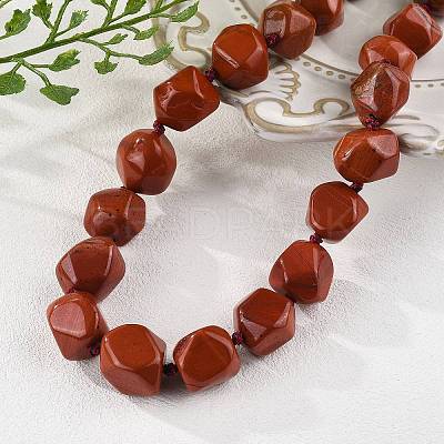 Natural Red Jasper Nuggets Beaded Necklaces for Women Men NJEW-K388-01L-1
