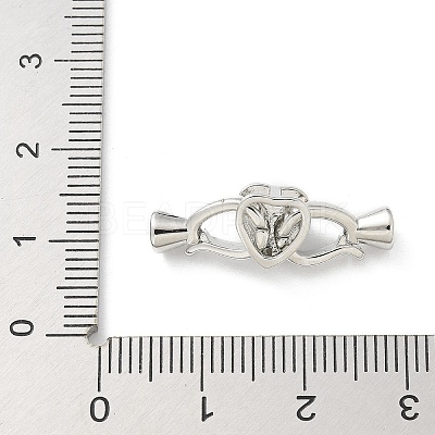 Brass Heart Fold Over Clasps KK-Z083-05P-02-1