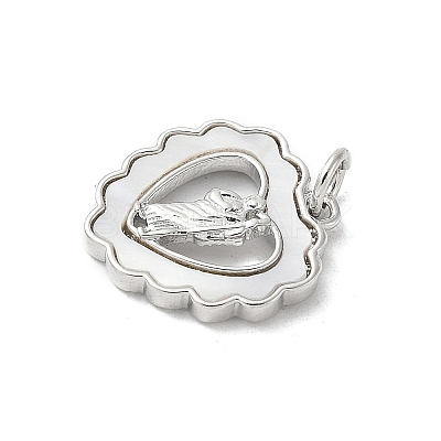 Brass Pave Natural White Shell Religion Pendants KK-S522-23P-B-1