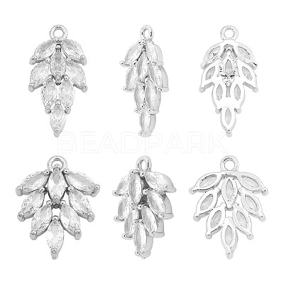 8PCS 2Style Brass Inlaid Clear Cubic Zirconia Pendants ZIRC-AR0001-23-1