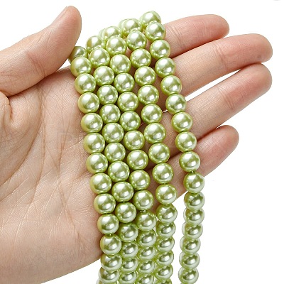 Eco-Friendly Dyed  Glass Pearl Round Bead Strands HY-A002-8mm-RB065-1