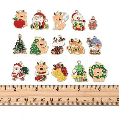 15Pcs 15 Styles Christmas Theme Alloy Enamel Pendants ENAM-FS0003-96-1