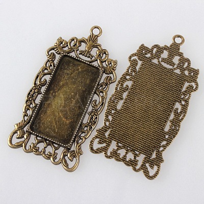 Vintage Tibetan Style Alloy Large Pendant Cabochon Bezel Settings X-TIBEP-M018-129AB-NF-1