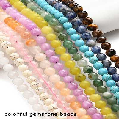 10 Strands 10 Styles Natural & Synthetic Mixed Gemstone Round Beads Strands G-FS0005-90-1