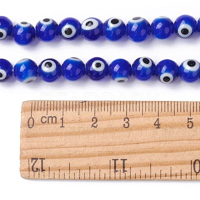 Round Handmade Evil Eye Lampwork Beads Strands LAMP-R114-8mm-02-1