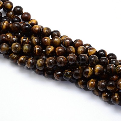 Natural Grade AB Tiger Eye Round Beads Strands G-O047-02-4mm-1