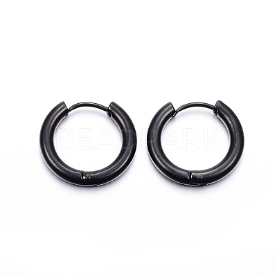 304 Stainless Steel Huggie Hoop Earrings EJEW-F111-18mm-B-1