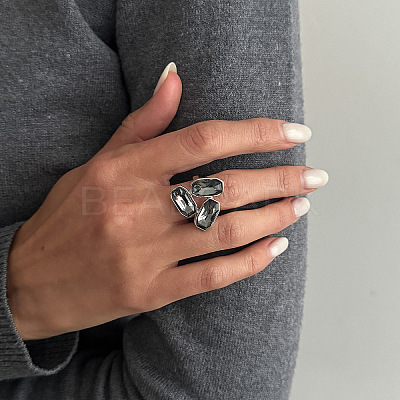 Irregular Alloy & Acrylic Finger Rings WGF25BE-04-1