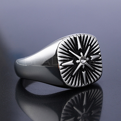 316 Stainless Steel with Cubic Zirconia Finger Rings for Men FS-WGEFB28-05-1