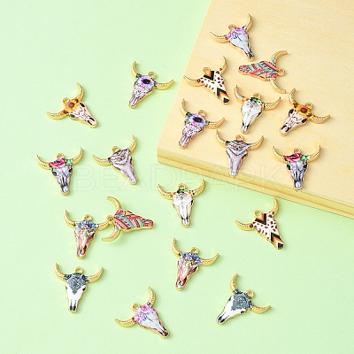 20Pcs 10 Styles Printed Alloy Pendants ENAM-YW0003-86-1