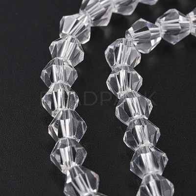 Clear Faceted Glass Bicone Beads Strands X-GLAA-S026-6mm-07-1