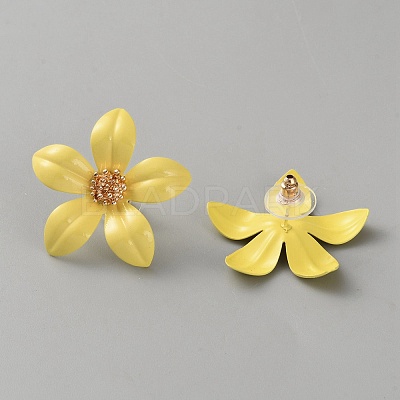 Iron & Alloy Enamel Flower Stud Earrings EJEW-WH0033-57A-1