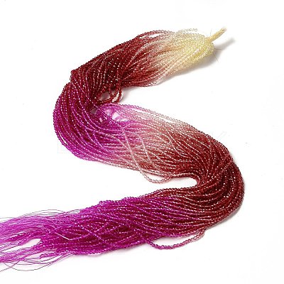 Transparent Gradient Color Glass Beads Strands GLAA-H021-01A-10-1