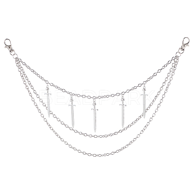 Alloy Multilayer Chain Belts for Pants AJEW-WH20018-133-1