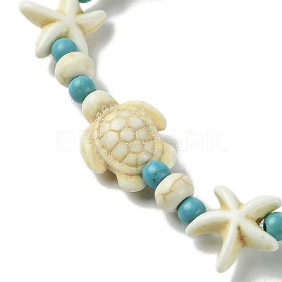 Synthetic Turquoise Beaded Stretch Bracelets for Women BJEW-JB13597-02-1