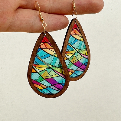 Colorful Acrylic Teardrop Dangle Earrings PW-WG3975F-06-1
