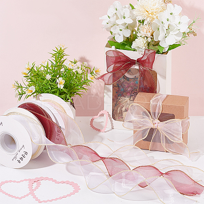 3 Rolls 3 Colors Organza Ribbons SRIB-FG0001-15-1