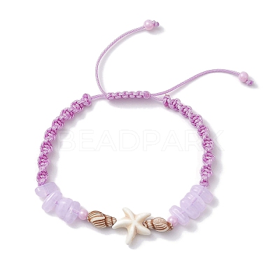 4Pcs Adjustable Synthetical Turquoise Starfish Braided Bead Bracelets BJEW-JB10225-1